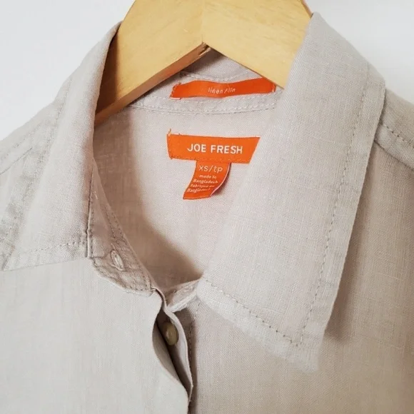 100% Linen Beige Short Sleeve Shirt - sz XS/S - Picture 6 of 11